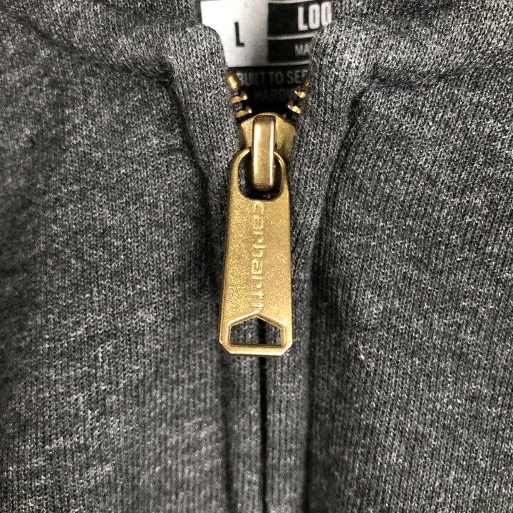 Carhartt Loose Fit Sweat Full Zip Hoodie, Men's L size cotton Charcoal Vintage Second Hand