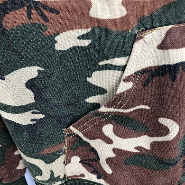 Camouflage Woodland Camo Full-Zip Sweatshirt, Men's Size L (Equivalent), Vintage unclear Khaki type Vintage Second Hand