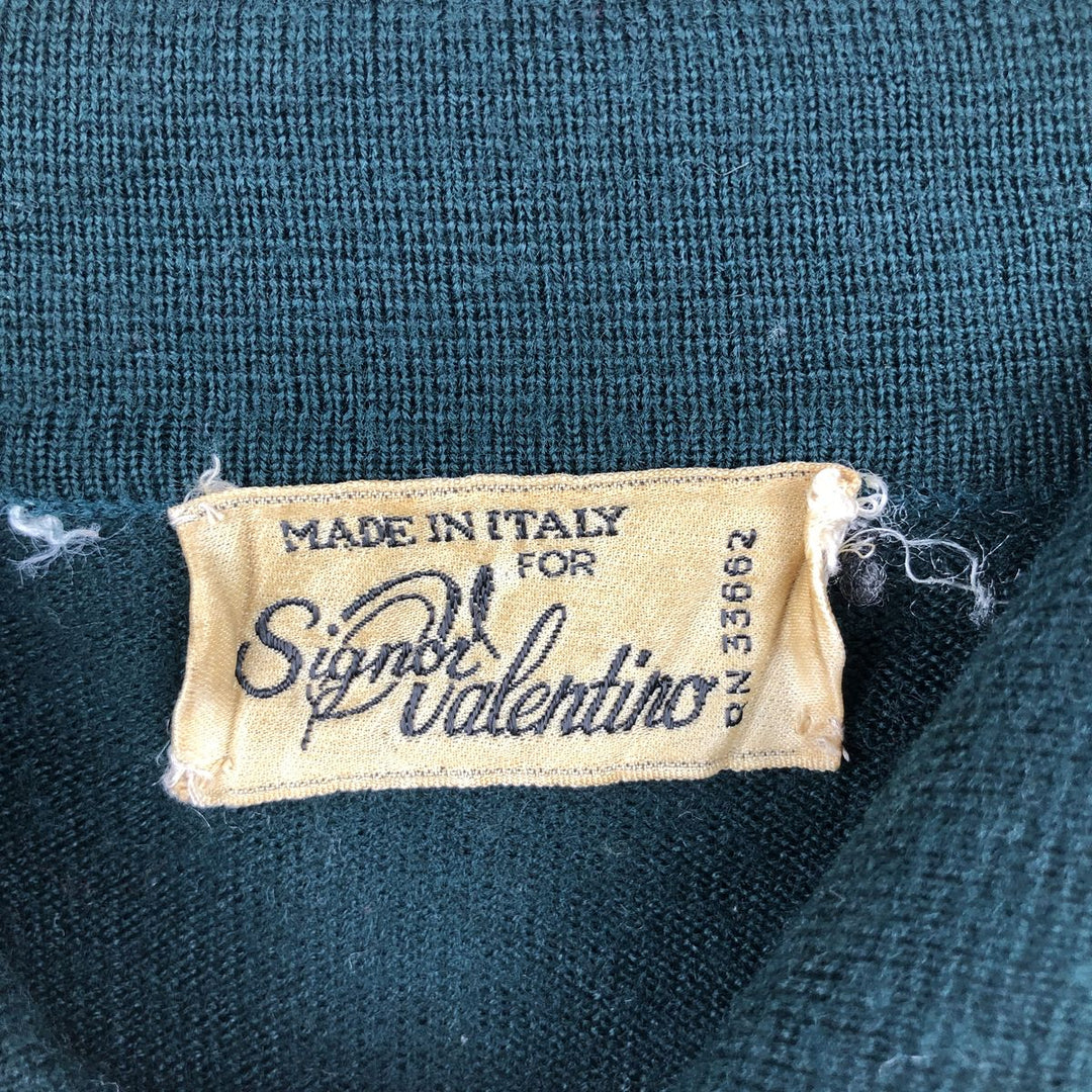 Signor Valentino all-over print knit sweater with collar, patchwork, made in Italy, men's size M. unclear Green type dark green Vintage Second Hand