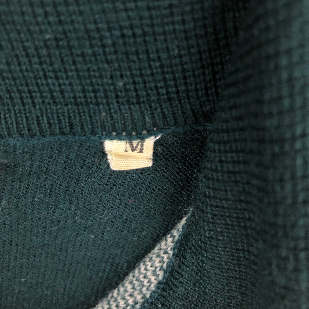 Signor Valentino all-over print knit sweater with collar, patchwork, made in Italy, men's size M. unclear Green type dark green Vintage Second Hand