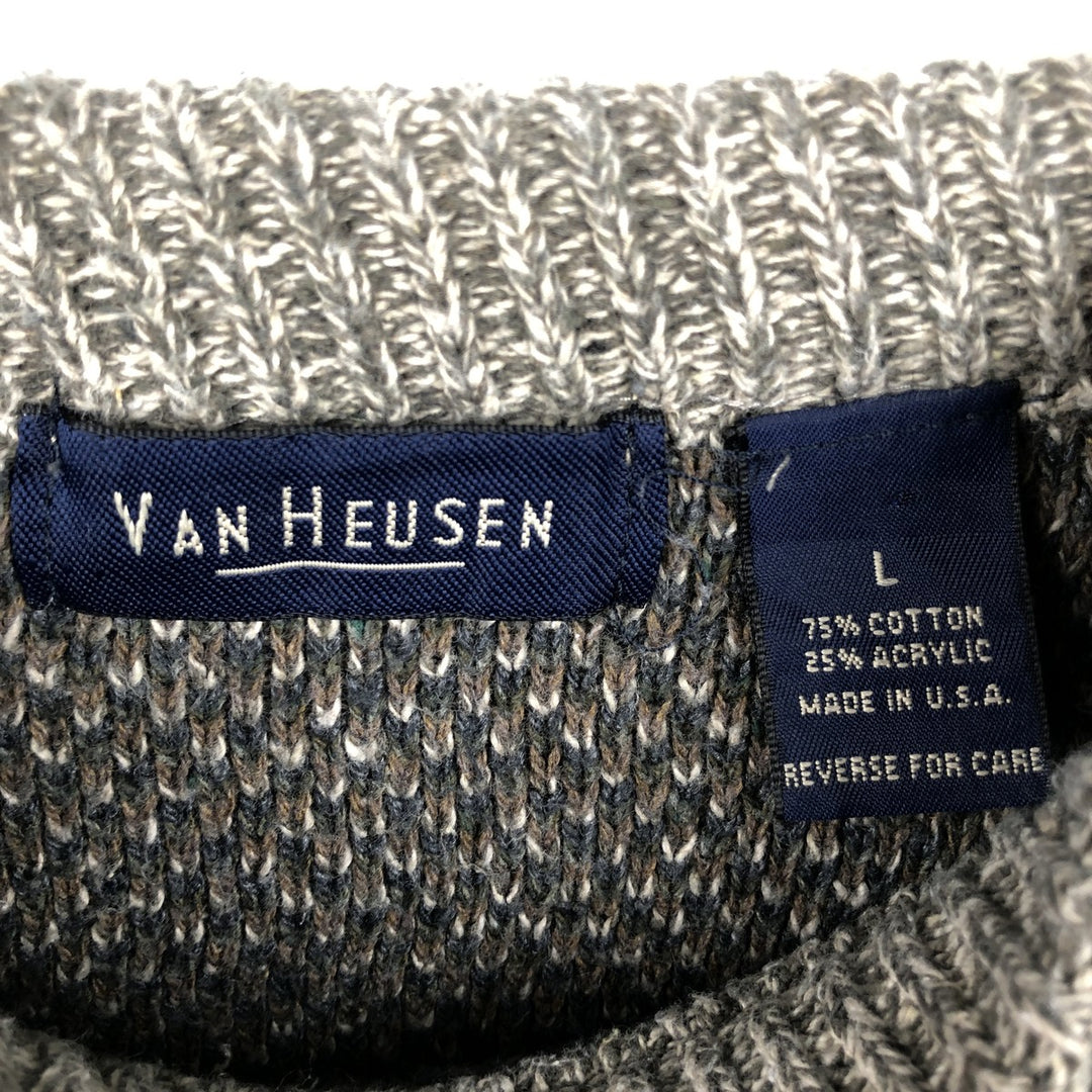 Van Heusen cotton knit sweater, made in the USA, men's size L. cotton brown type Vintage Second Hand