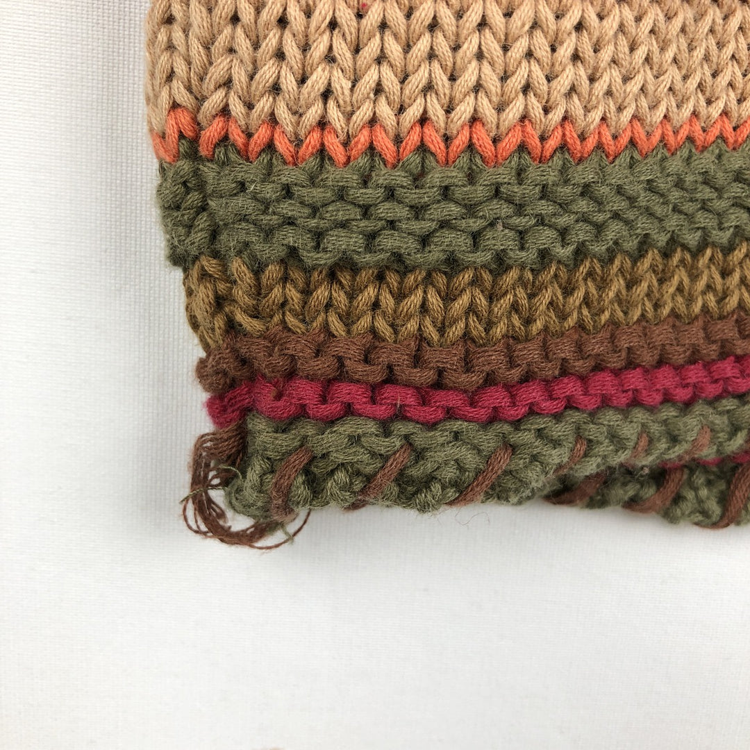 CHAUS JEANSWEAR Border Pattern Multi-Border Roll Neck Cotton x Ramie Knit Sweater (Men's Size L) Lamy Khaki type sage green Vintage Second Hand