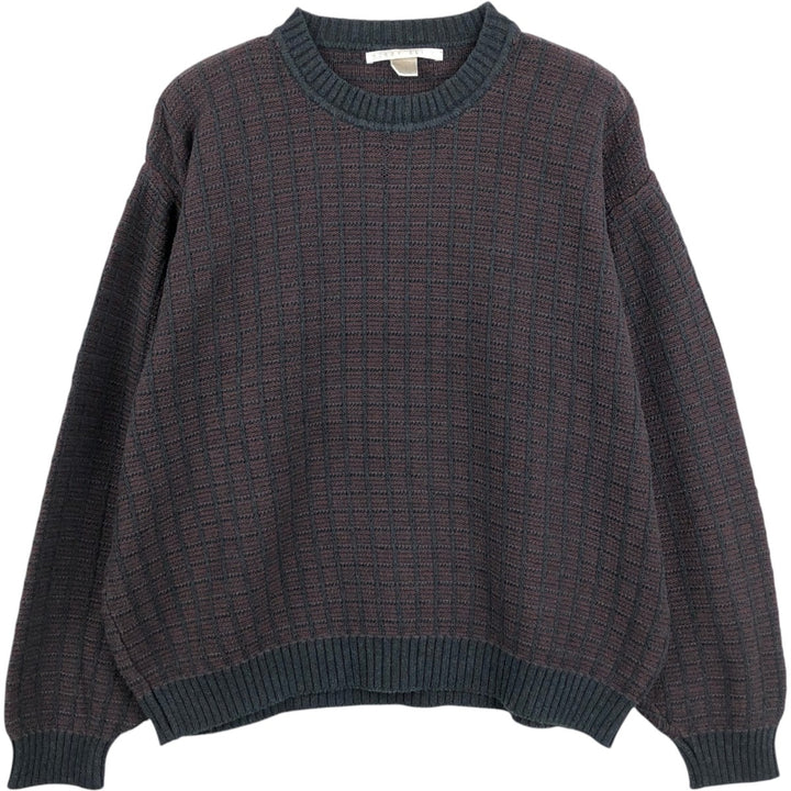 Perry Ellis cotton knit sweater, men's size L (approx.) cotton Charcoal Vintage Second Hand