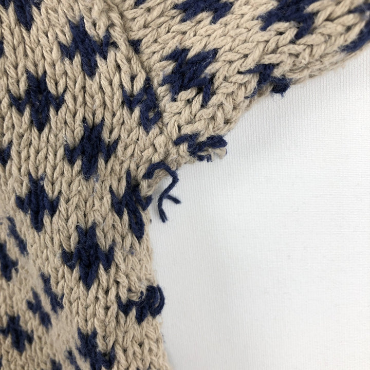 Boat House Row all-over bird's-eye pattern cotton knit sweater, made in USA, men's size M equivalent, vintage. cotton beige type brown Vintage Second Hand