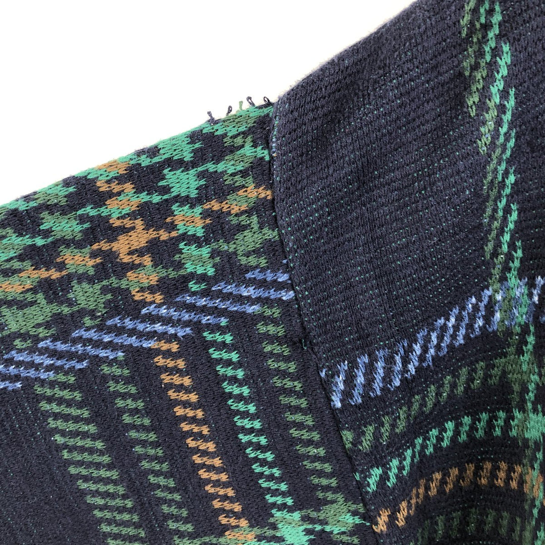 1980'S Ralph Lauren CHAPS Check Pattern Cotton Knit Sweater, Made in USA, Men's Size L (approx.), Long Sleeve, Vintage cotton navy blue type Vintage Second Hand