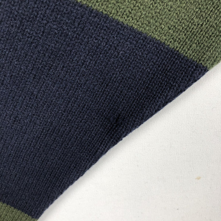 90'S Ralph Lauren CHAPS striped pattern cotton knit sweater, made in USA, men's size M equivalent, vintage. cotton Khaki type Vintage Second Hand