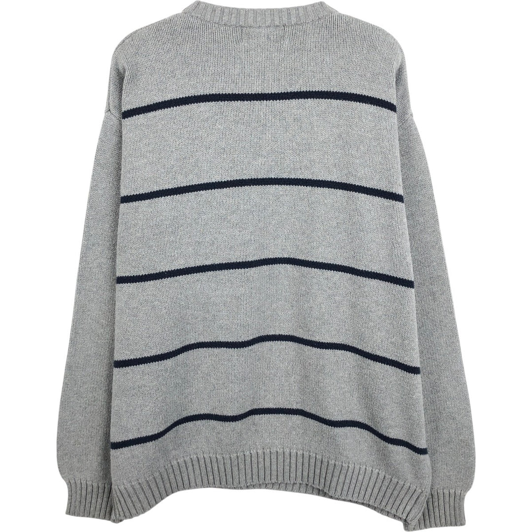 Ralph Lauren Chaps Striped Cotton Knit Sweater, Men's Size XL cotton gray type Vintage Second Hand
