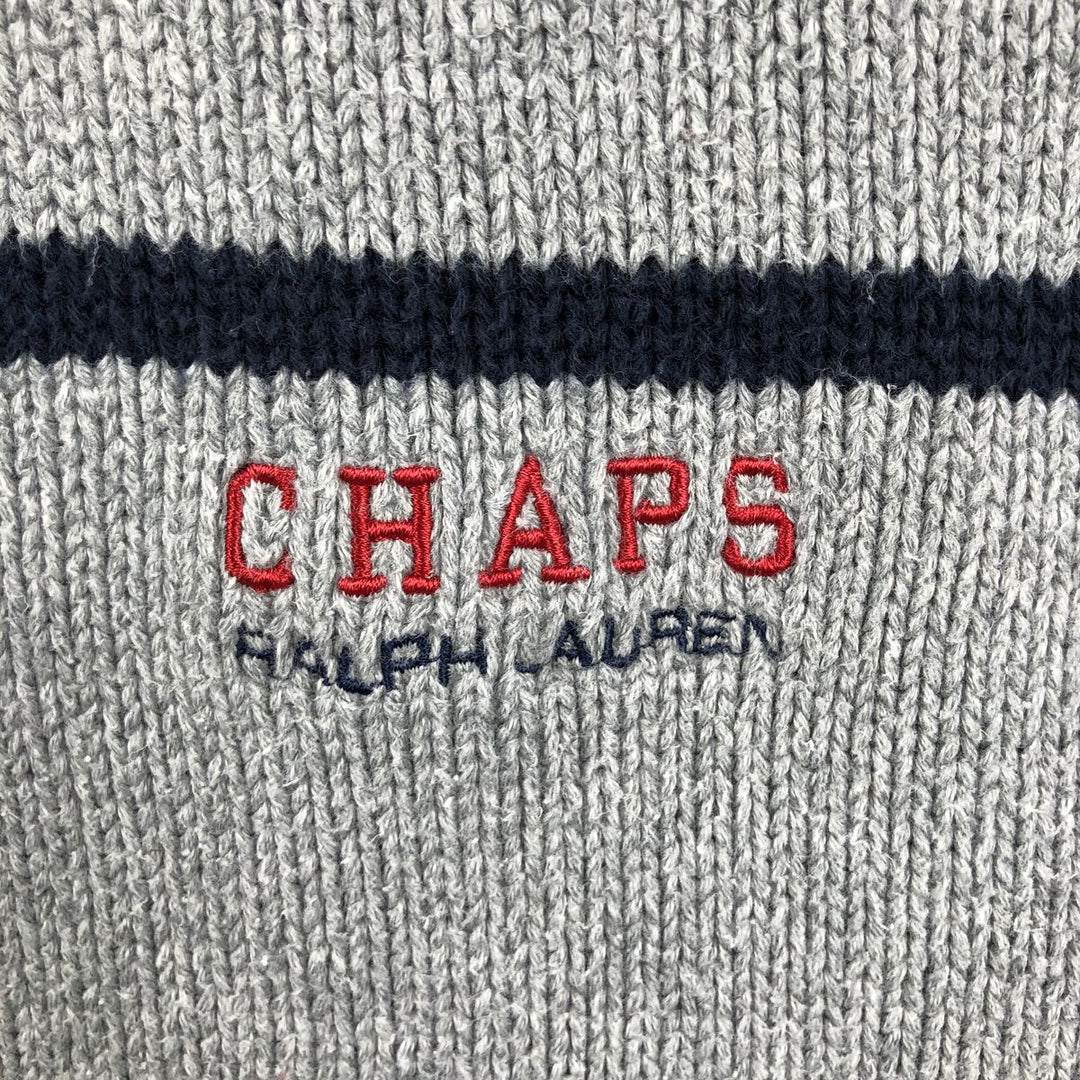 Ralph Lauren Chaps Striped Cotton Knit Sweater, Men's Size XL cotton gray type Vintage Second Hand