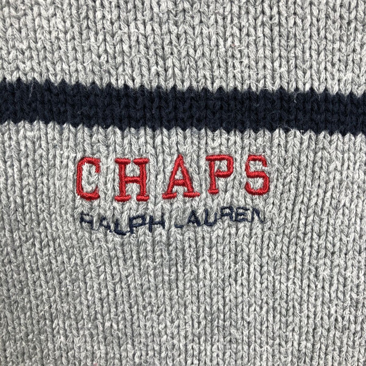 Ralph Lauren Chaps Striped Cotton Knit Sweater, Men's Size XL cotton gray type Vintage Second Hand