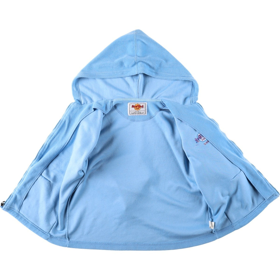 Hard Rock Cafe Advertising Fleece Full-Zip Hoodie (Women's Size M) polyester Blue type light blue Vintage Second Hand