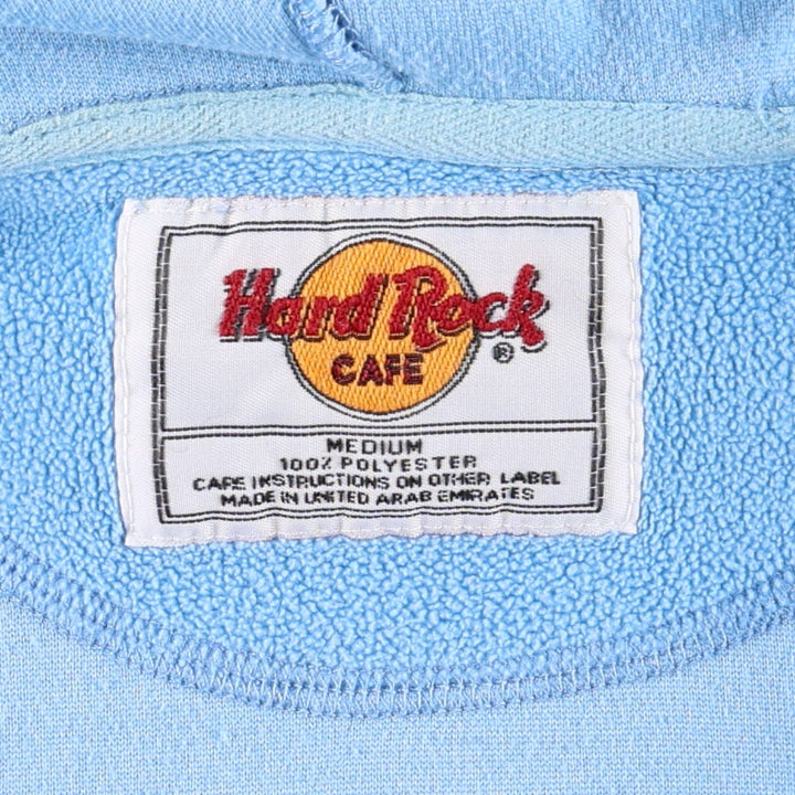 Hard Rock Cafe Advertising Fleece Full-Zip Hoodie (Women's Size M) polyester Blue type light blue Vintage Second Hand
