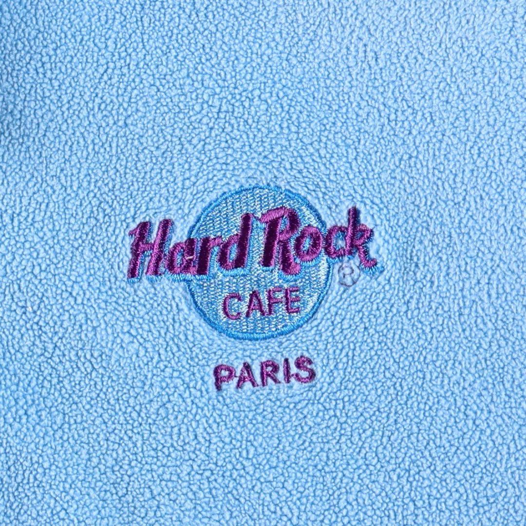 Hard Rock Cafe Advertising Fleece Full-Zip Hoodie (Women's Size M) polyester Blue type light blue Vintage Second Hand