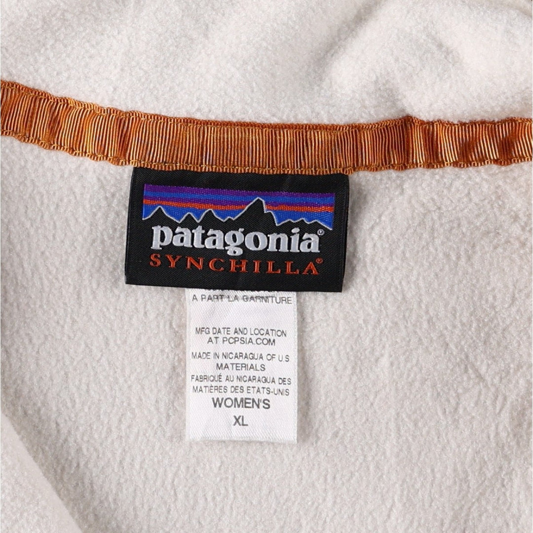 Patagonia Lightweight Synchilla Snap Tee 25455FA14 Half-Snap Fleece Pullover, Women's XL polyester ivory Vintage Second Hand