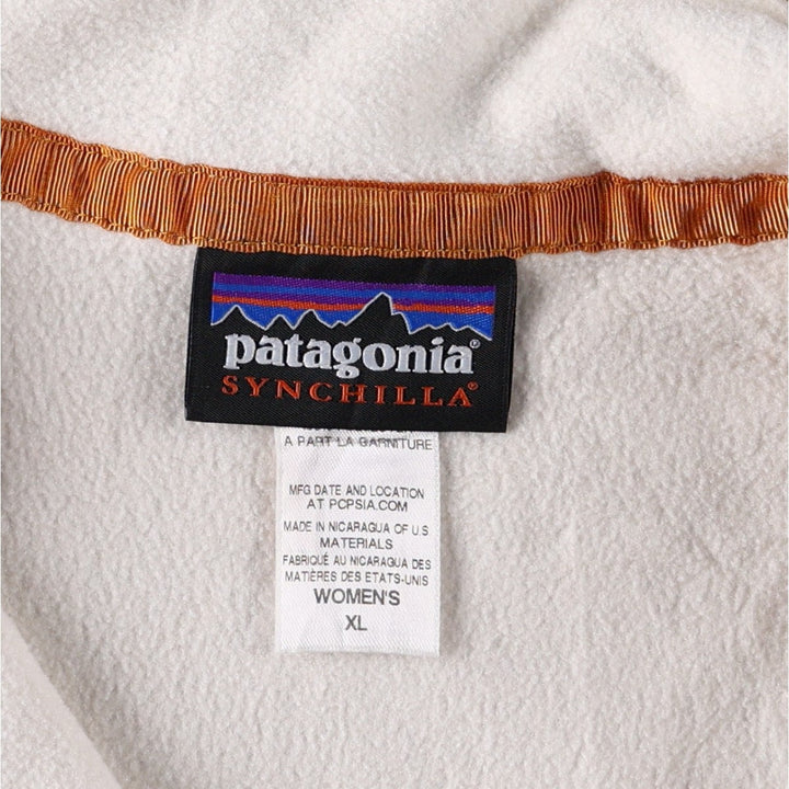 Patagonia Lightweight Synchilla Snap Tee 25455FA14 Half-Snap Fleece Pullover, Women's XL polyester ivory Vintage Second Hand