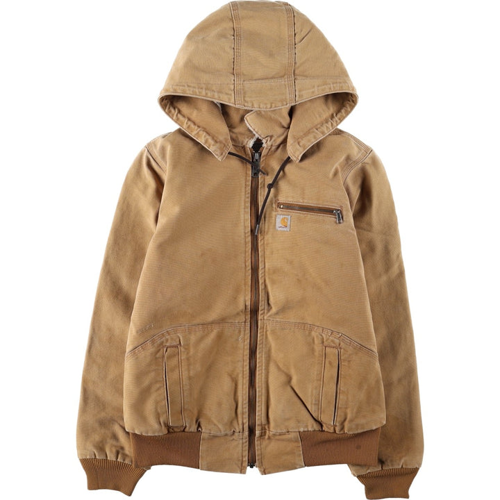 Carhartt Active Jacket, Padded Duck Full-Zip Hoodie, Women's Size S (approx.) cotton beige type brown Vintage Second Hand