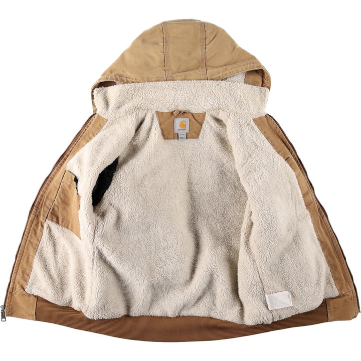 Carhartt Active Jacket, Padded Duck Full-Zip Hoodie, Women's Size S (approx.) cotton beige type brown Vintage Second Hand