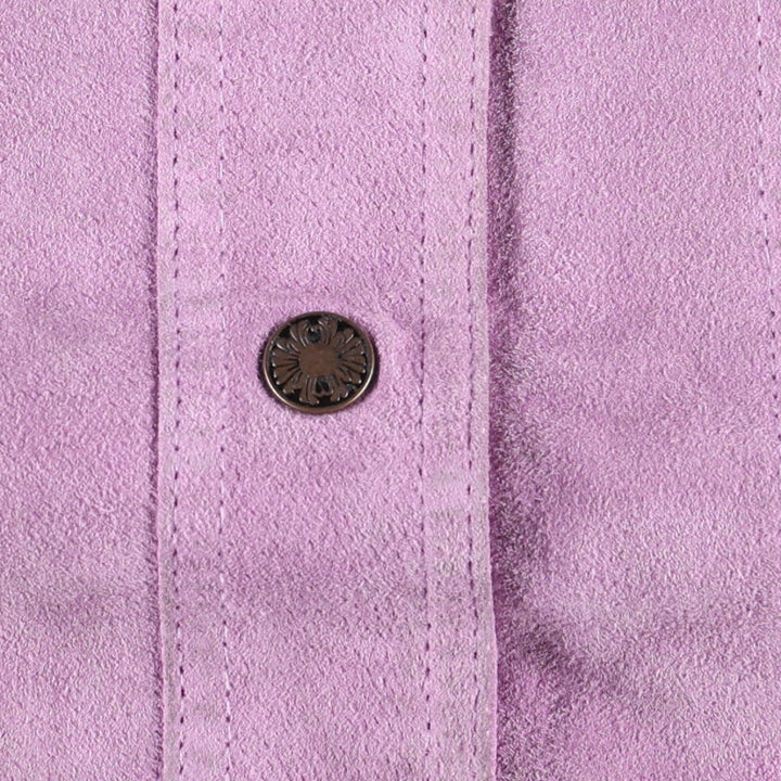 North Style Open Collar Suede Leather Jacket, Women's Size L (approx.) Genuine suede leather purple type Vintage Second Hand