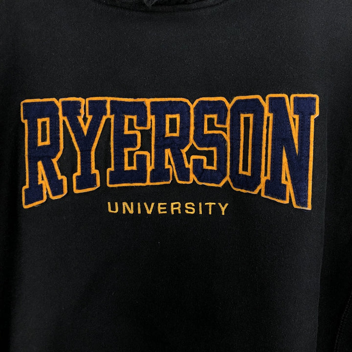 PRO-WEAVE College Sweat Pullover Hoodie (Men's Size S) cotton black type Vintage Second Hand