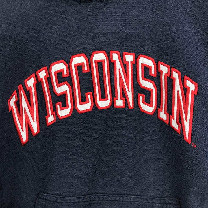 Steve & Barry's University of Wisconsin College Sweatshirt Pullover Hoodie, Men's Size M (approx.) cotton navy blue type Vintage Second Hand