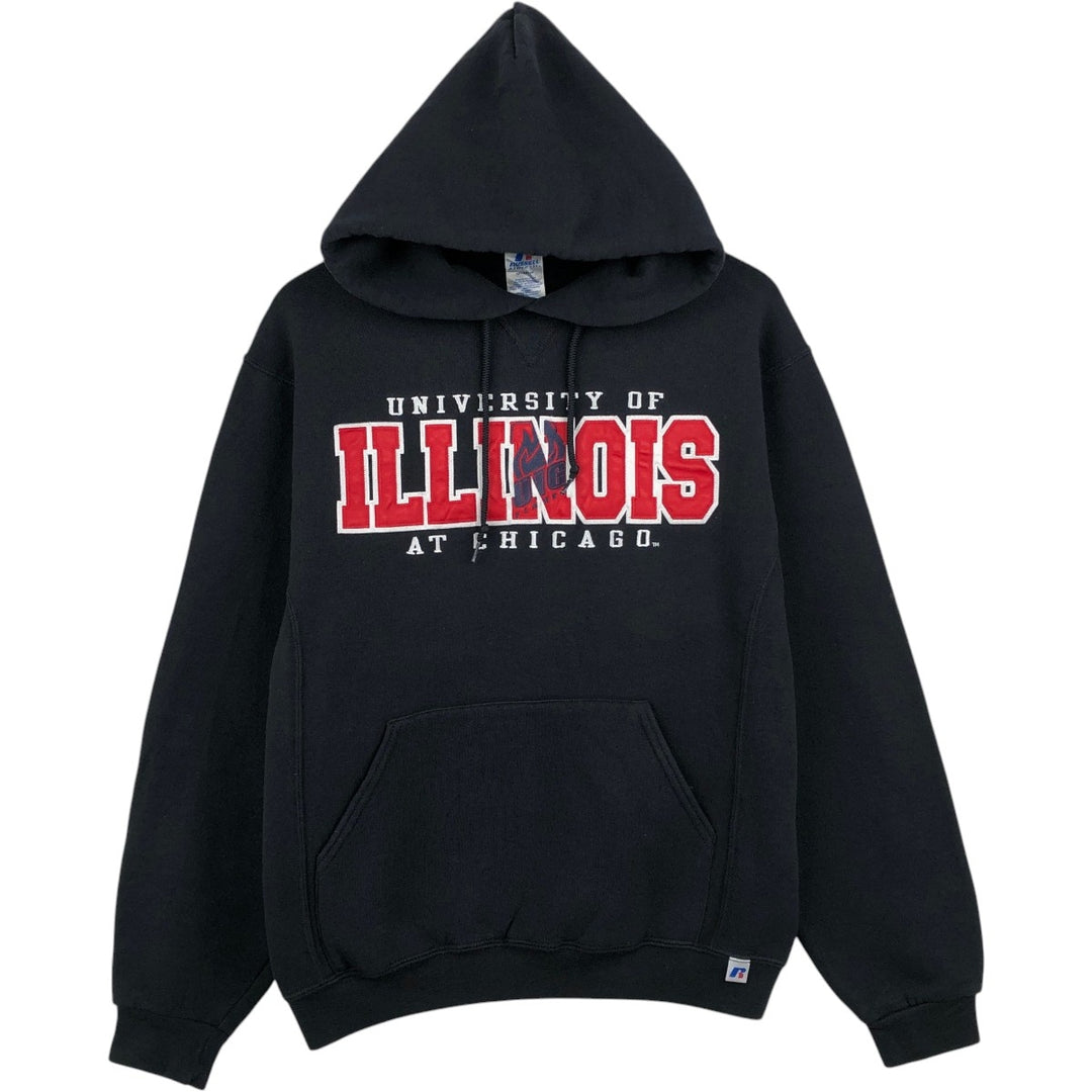 Russell College Sweatshirt Pullover Hoodie, Men's Size M cotton black type Vintage Second Hand
