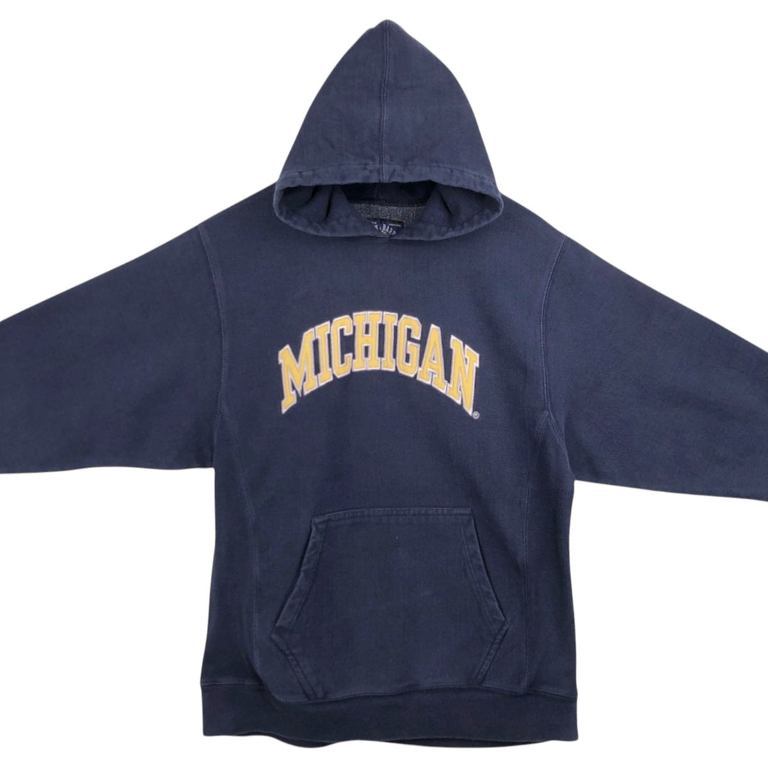 Steve & Barrys MICHIGAN University of Michigan College Sweatshirt Pullover Hoodie (Men's Size M) cotton navy blue type Vintage Second Hand