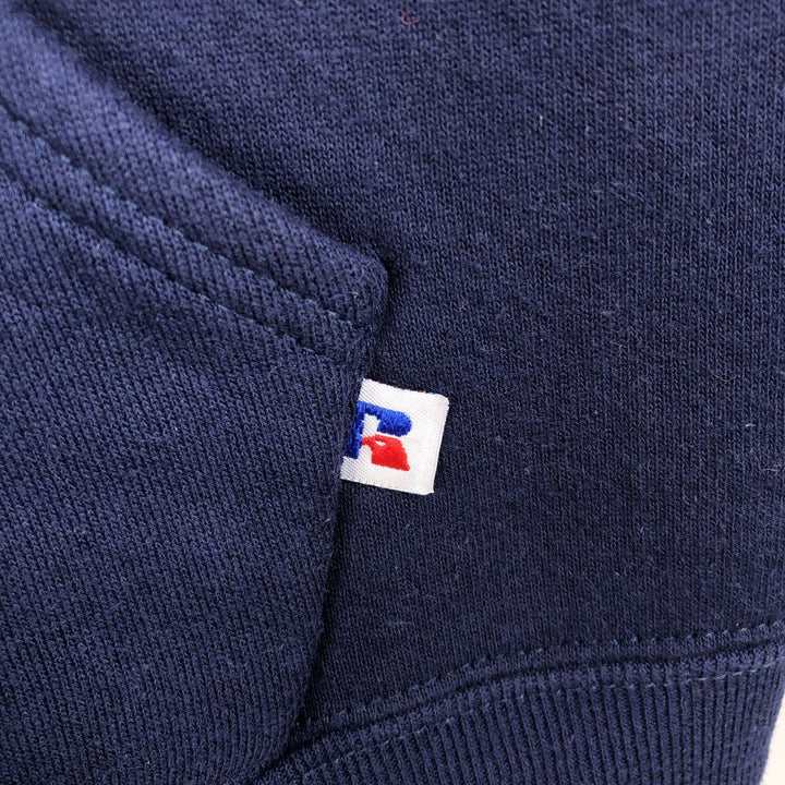 90'S Russell College Sweatshirt Pullover Hoodie Made in USA Men's M Size Vintage cotton navy blue type Vintage Second Hand