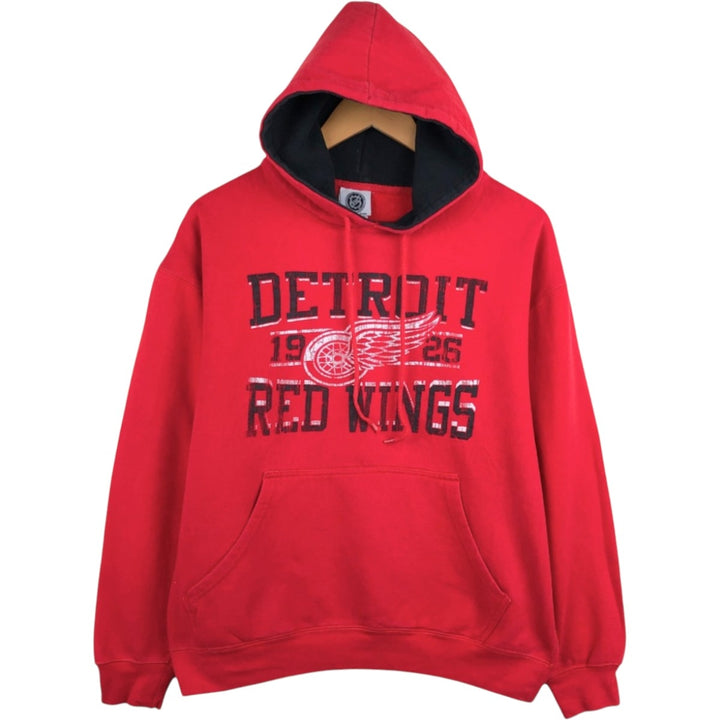 NHL Detroit Red Wings sweatshirt pullover hoodie, men's size L (approx.) cotton red type Vintage Second Hand