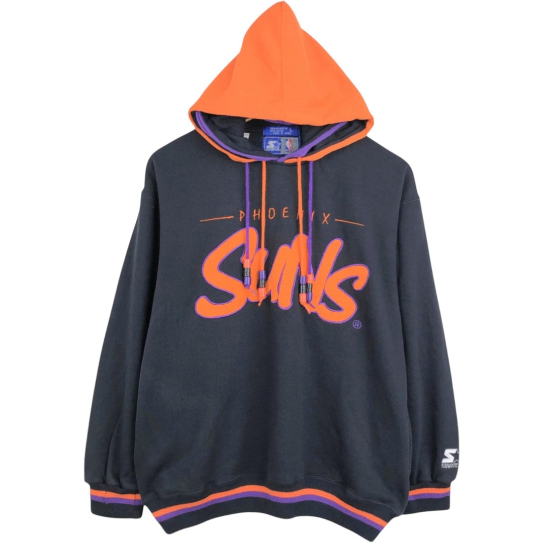 90'S Starter NBA Phoenix Suns Sweatshirt Pullover Hoodie, Men's Size L (approx.), Vintage polyester black type Vintage Second Hand