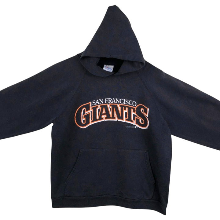 1990'S Hanes MLB San Francisco Giants Sweatshirt Pullover Hoodie, Made in USA, Men's Size L (Equivalent), Vintage cotton black type Vintage Second Hand