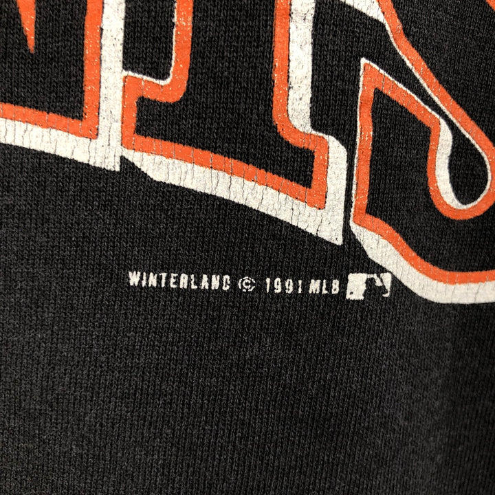 1990'S Hanes MLB San Francisco Giants Sweatshirt Pullover Hoodie, Made in USA, Men's Size L (Equivalent), Vintage cotton black type Vintage Second Hand