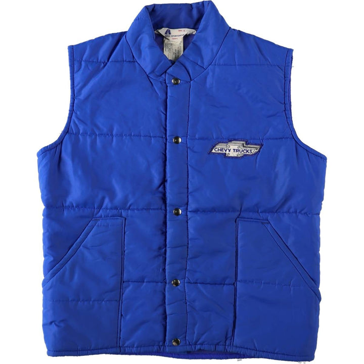 70s-80'S AVON SPORTSWEAR Chevy Trucks Advertising Padded Vest, Made in Canada, Men's Size M (approx.), Vintage Nylon blue type Vintage Second Hand