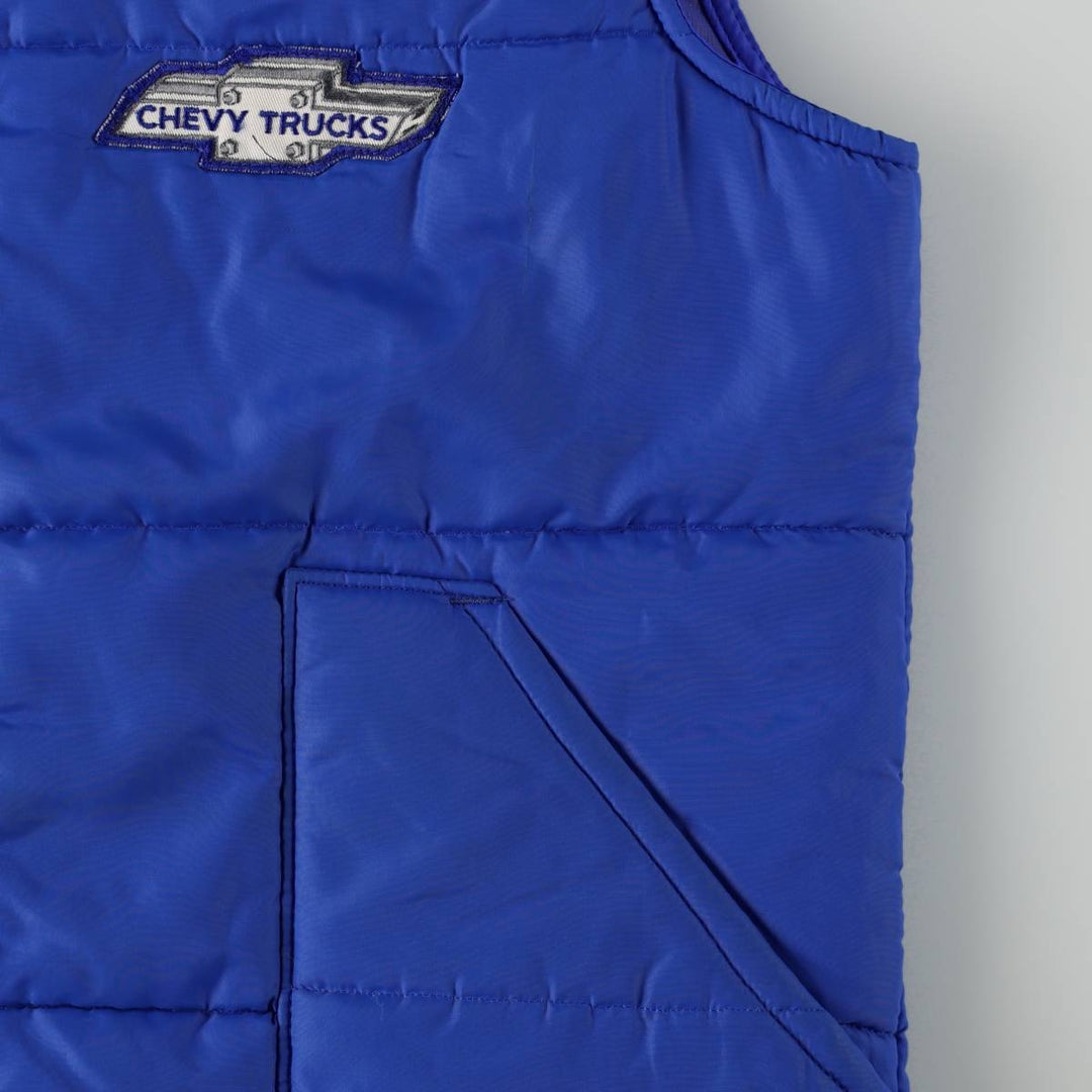70s-80'S AVON SPORTSWEAR Chevy Trucks Advertising Padded Vest, Made in Canada, Men's Size M (approx.), Vintage Nylon blue type Vintage Second Hand
