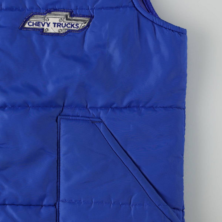 70s-80'S AVON SPORTSWEAR Chevy Trucks Advertising Padded Vest, Made in Canada, Men's Size M (approx.), Vintage Nylon blue type Vintage Second Hand