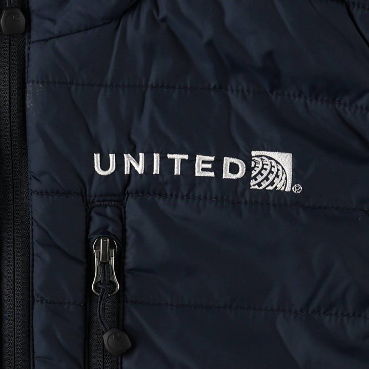 Carhartt United Airlines Advertising Padded Vest, Men's Size M (approx.) Nylon navy blue type Vintage Second Hand