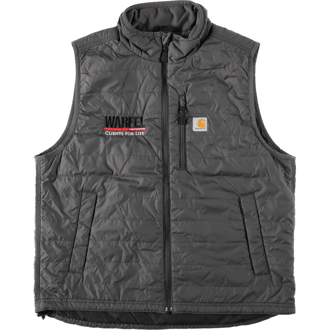 Carhartt Warfel Construction Advertising Padded Vest, Men's Size L (approx.) Nylon gray type Vintage Second Hand
