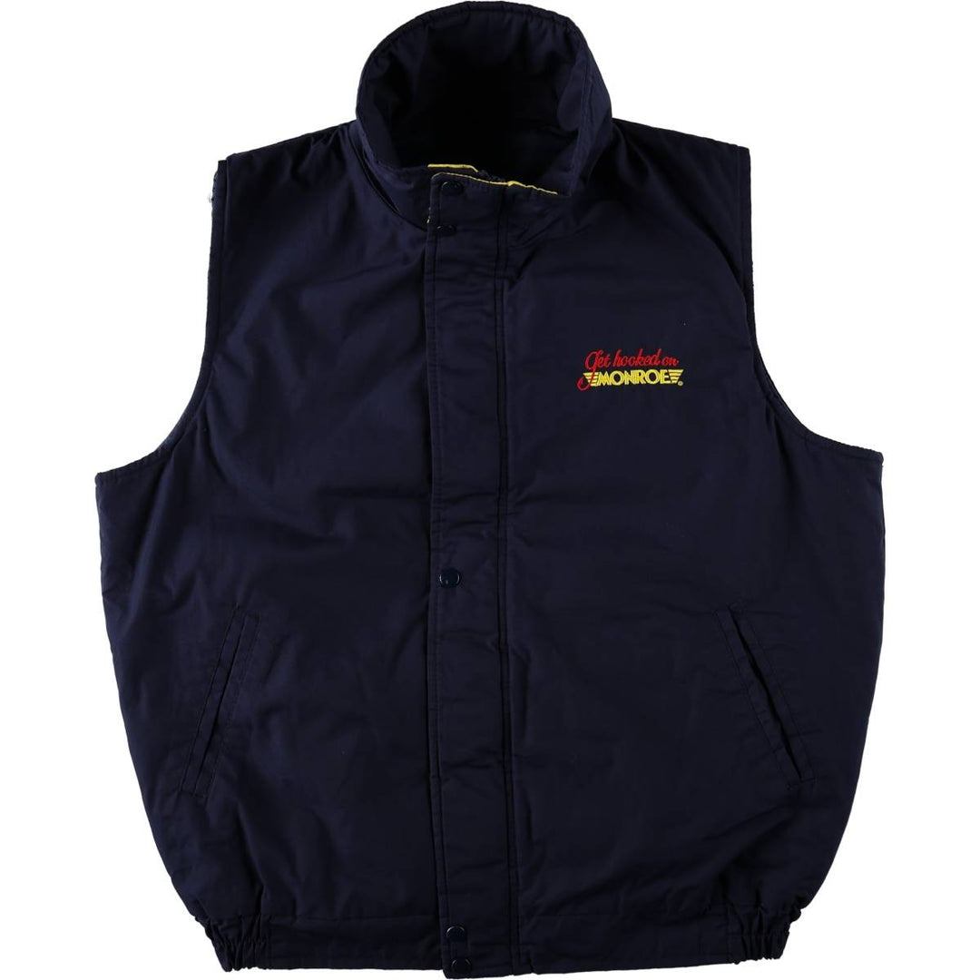 Vintage 80s-90'S ASTRO SPORTSWEAR MONROE advertising padded vest, made in Canada, men's size L equivalent. polyester navy blue type Vintage Second Hand
