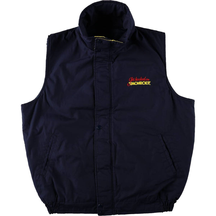Vintage 80s-90'S ASTRO SPORTSWEAR MONROE advertising padded vest, made in Canada, men's size L equivalent. polyester navy blue type Vintage Second Hand