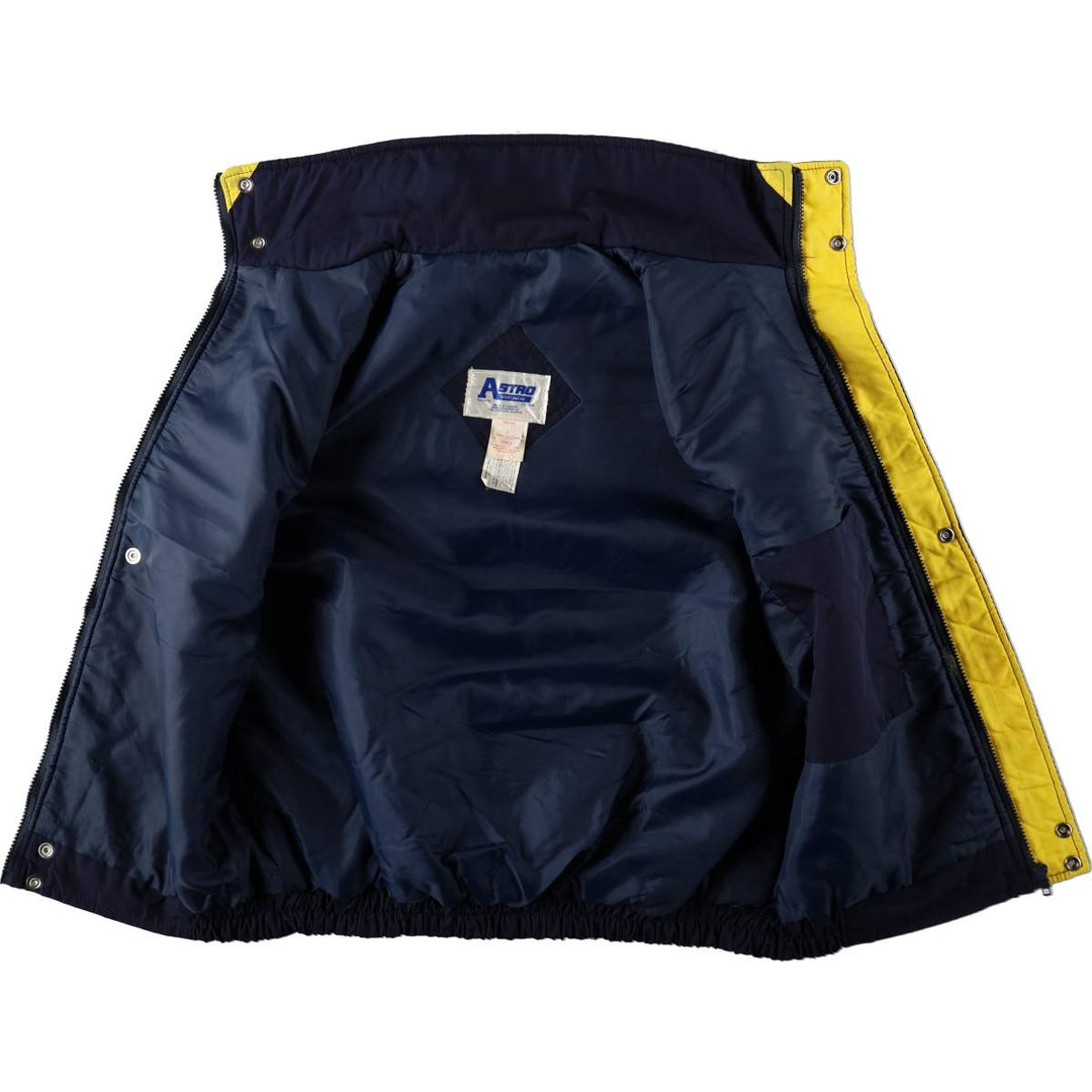 Vintage 80s-90'S ASTRO SPORTSWEAR MONROE advertising padded vest, made in Canada, men's size L equivalent. polyester navy blue type Vintage Second Hand