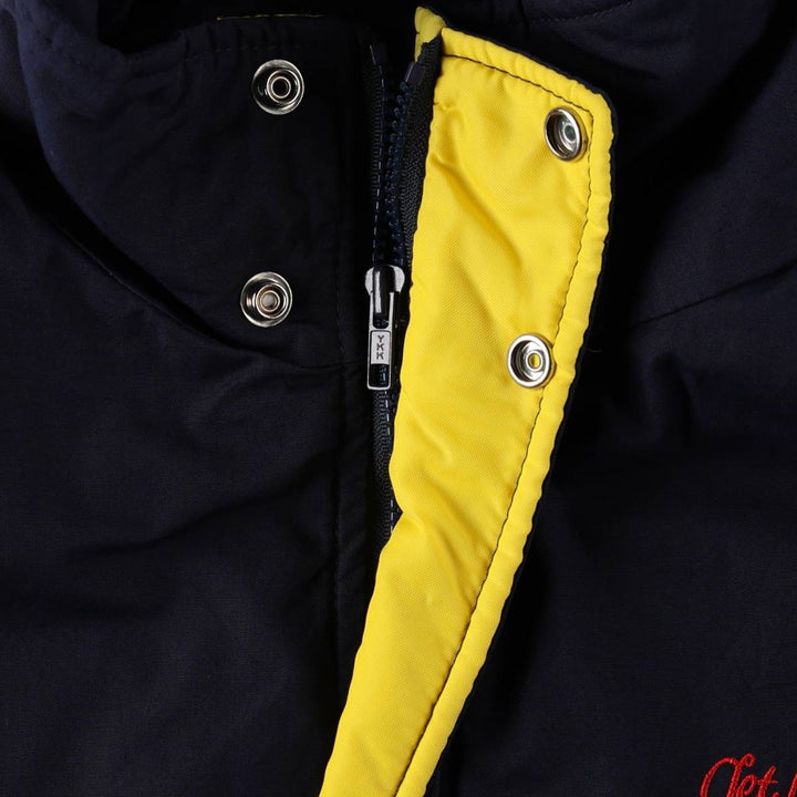 Vintage 80s-90'S ASTRO SPORTSWEAR MONROE advertising padded vest, made in Canada, men's size L equivalent. polyester navy blue type Vintage Second Hand