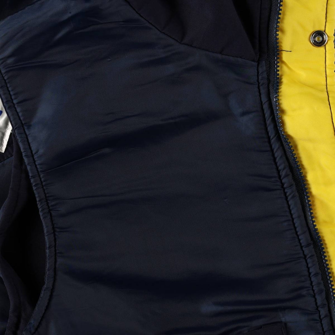 Vintage 80s-90'S ASTRO SPORTSWEAR MONROE advertising padded vest, made in Canada, men's size L equivalent. polyester navy blue type Vintage Second Hand