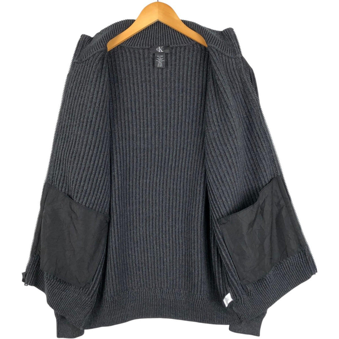 1990'S Calvin Klein Driver's Knit Sweater, Men's Size XL (approx.), Vintage cotton black type Vintage Second Hand