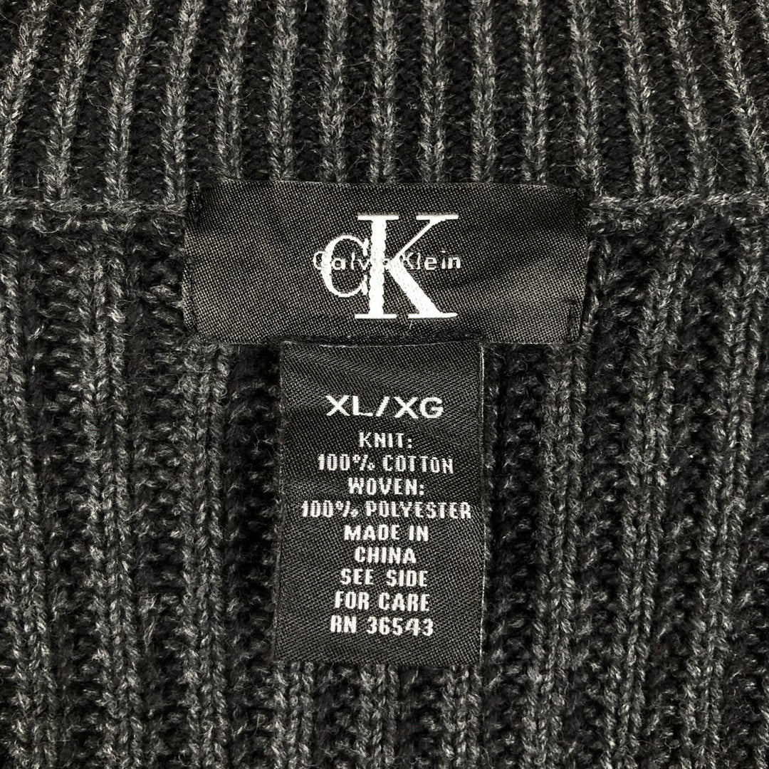 1990'S Calvin Klein Driver's Knit Sweater, Men's Size XL (approx.), Vintage cotton black type Vintage Second Hand