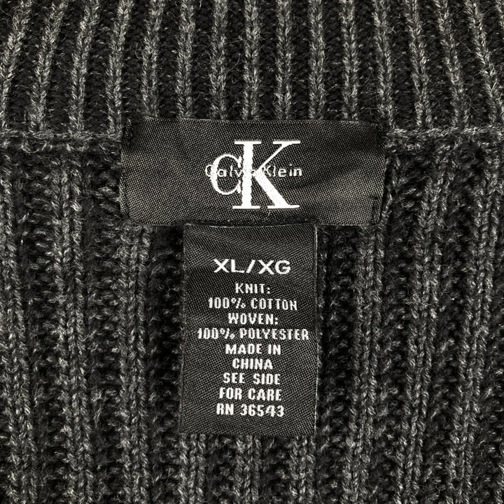 1990'S Calvin Klein Driver's Knit Sweater, Men's Size XL (approx.), Vintage cotton black type Vintage Second Hand
