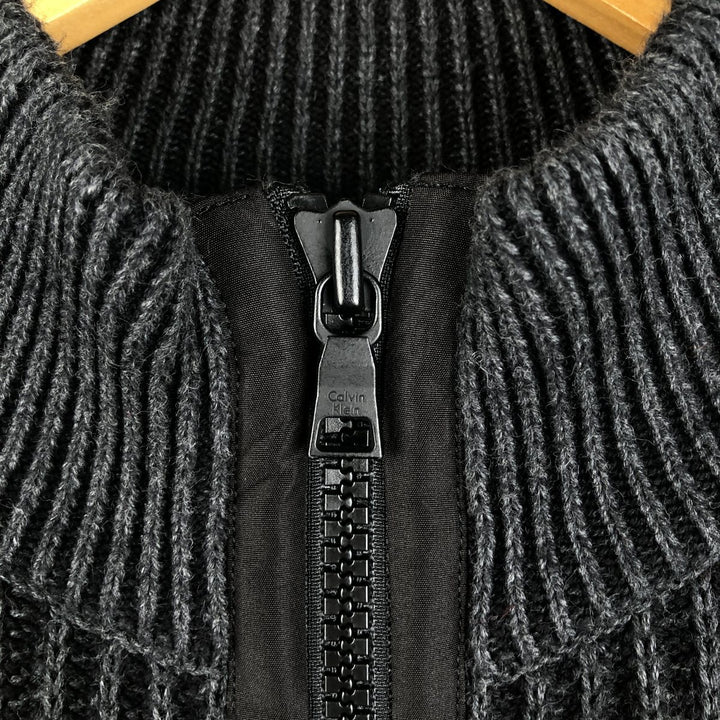 1990'S Calvin Klein Driver's Knit Sweater, Men's Size XL (approx.), Vintage cotton black type Vintage Second Hand