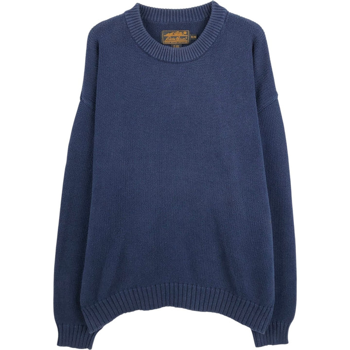 80s-90'S Eddie Bauer Black Tag Cotton Knit Sweater Men's XL Size Vintage cotton navy blue type Vintage Second Hand
