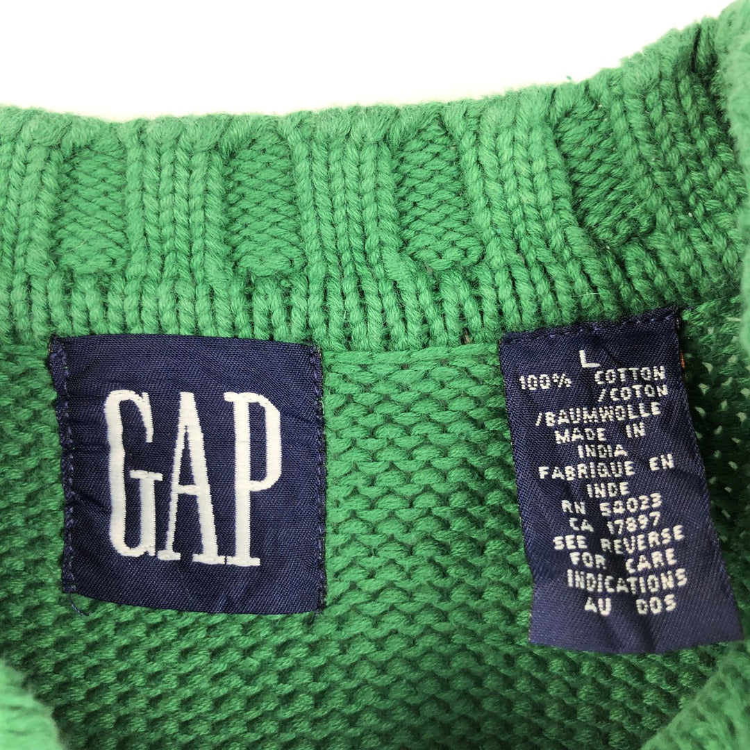 90'S GAP Old Gap Cotton Knit Sweater, Men's Size L (approx.), Vintage cotton green type Vintage Second Hand