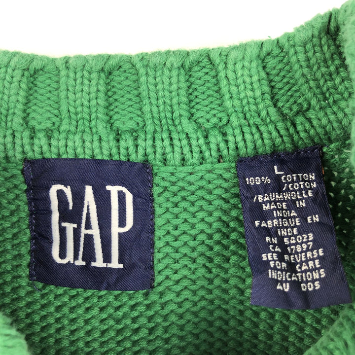 90'S GAP Old Gap Cotton Knit Sweater, Men's Size L (approx.), Vintage cotton green type Vintage Second Hand