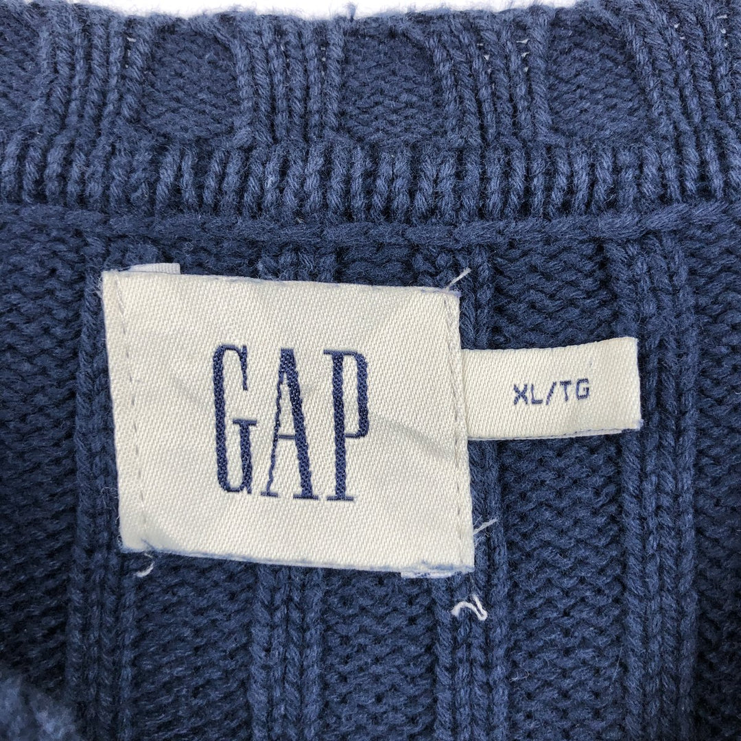 GAP Rib-Knit Cotton Sweater, Men's Size XL cotton navy blue type Vintage Second Hand