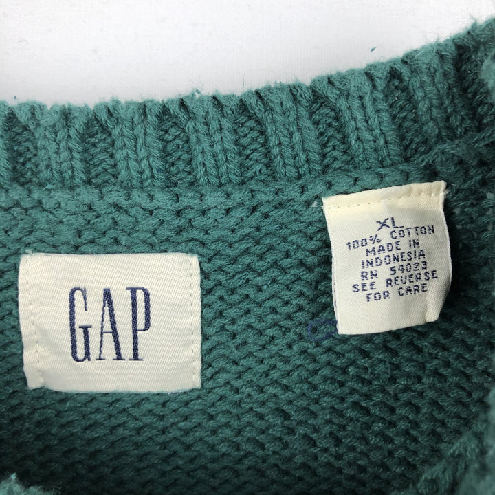 90'S GAP Vintage Ribbed Cotton Knit Sweater, Men's XL cotton green type Vintage Second Hand