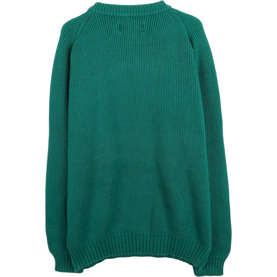 1980s-1990'S Eddie Bauer Rib-Knit Cotton Sweater, Men's Size XL (Equivalent), Vintage cotton green type Vintage Second Hand